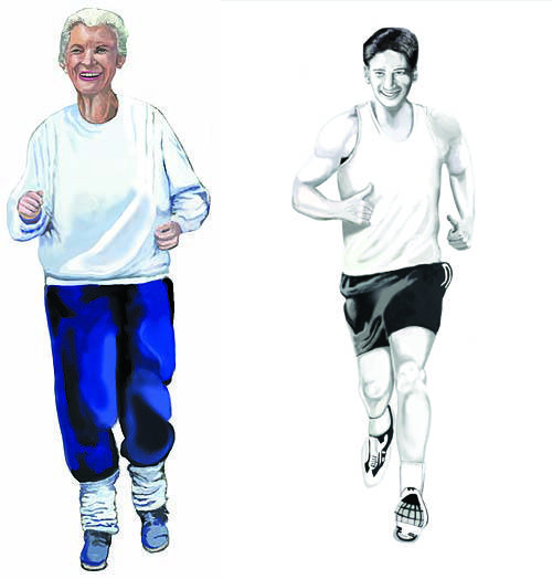 Illustration of generic and custom images: people illustration for a poster on wellness