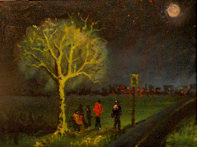 The Bus Stop: Original Oil on canvas